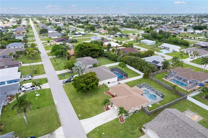 Aerial perspective of suburban area