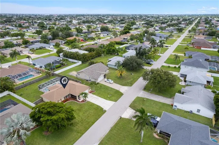 Aerial perspective of suburban area