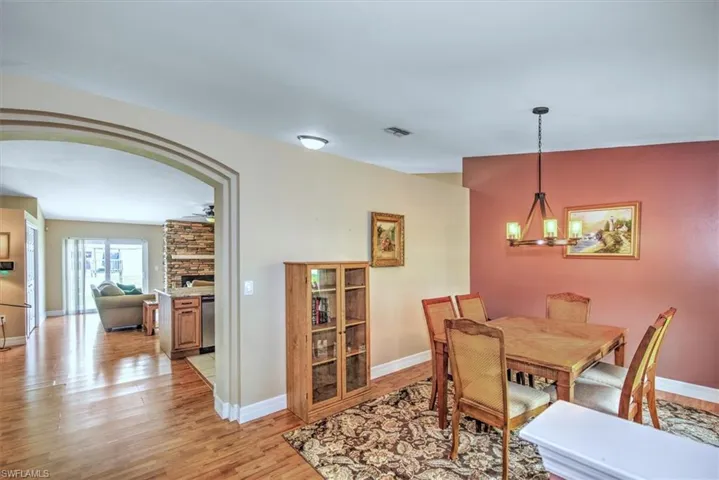 Dining room to the right, then to the left you head toward the kitchen and family room