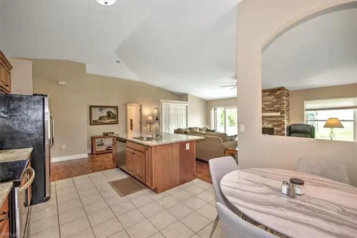 The kitchen is huge and features a eat in nook area