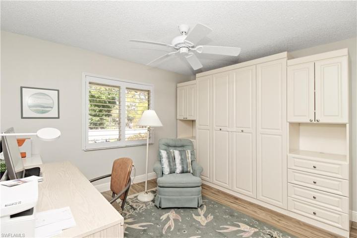 Built in Murphy bed with extra storage allows this room to easily serve as an office when you don't have company. New vinyl flooring.