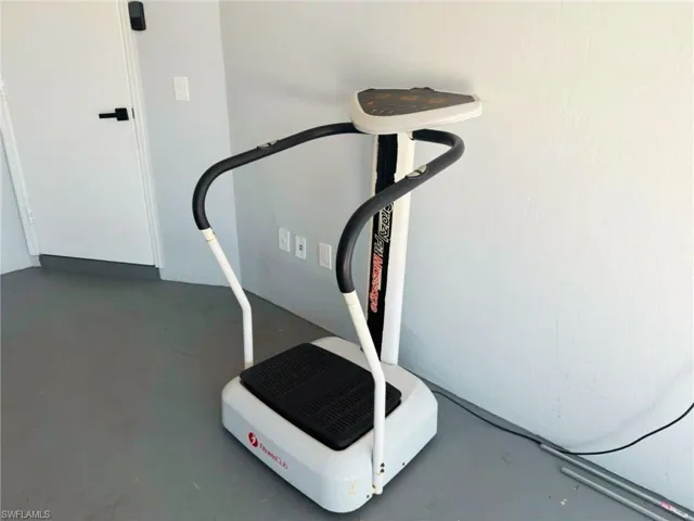 Workout area with concrete floors