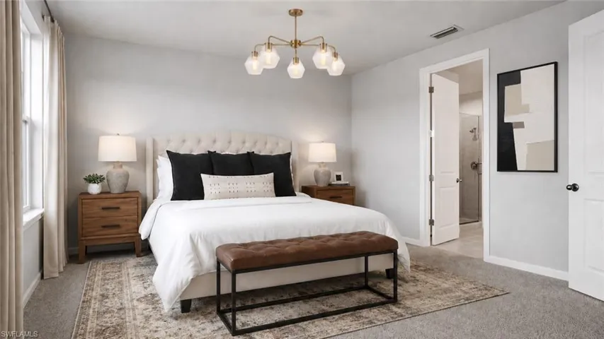 Photo includes reality renovation/reality staging to showcase the potential of the primary bedroom. Design services included with purchase!
