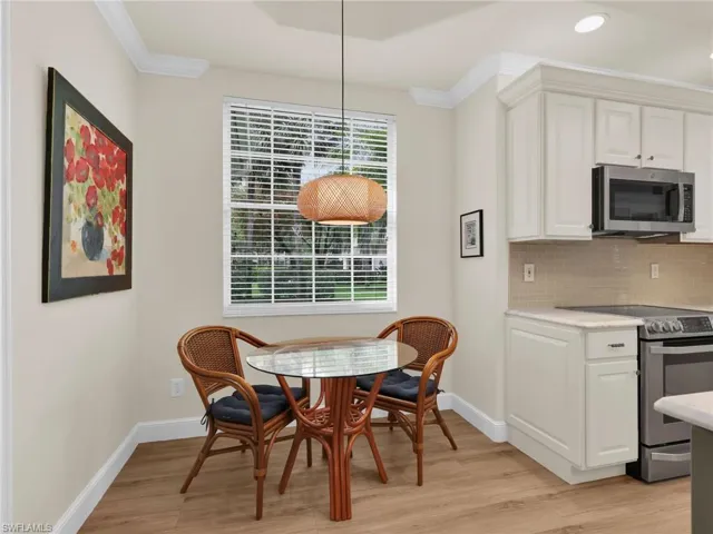 Eat in Kitchen with designer chandelier