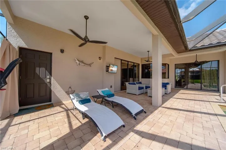 View of patio / terrace featuring outdoor lounge area and a ceiling fan