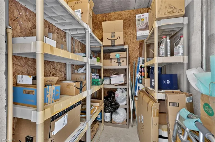 Storage Closet with light and shelving.