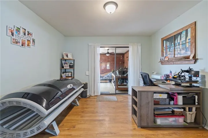Office area featuring light wood-type flooring