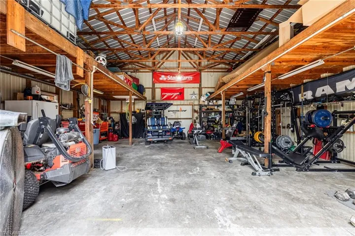 Garage with metal wall