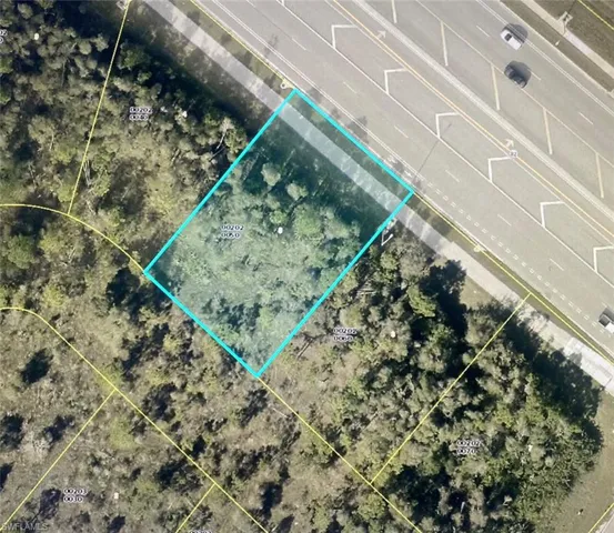 Aerial view of property's location with property boundaries highlighted