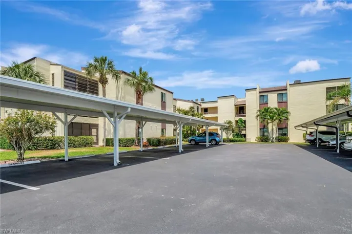 View of covered parking lot
