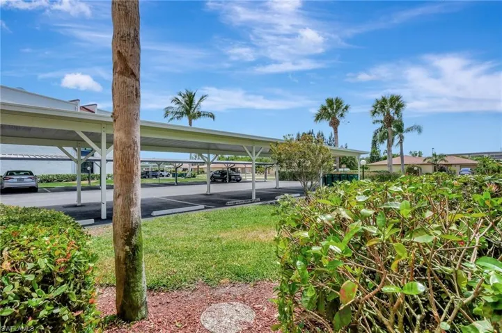 View of covered parking lot