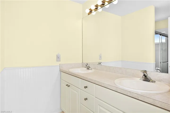 Primary bathroom with dual sinks