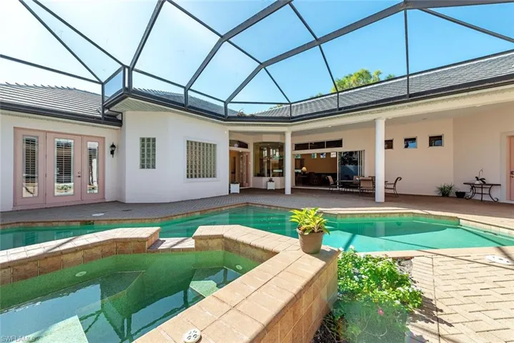 Pool/spa and courtyard with views into the great room