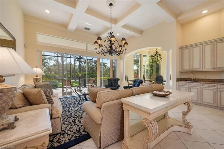 Living room with wet bar