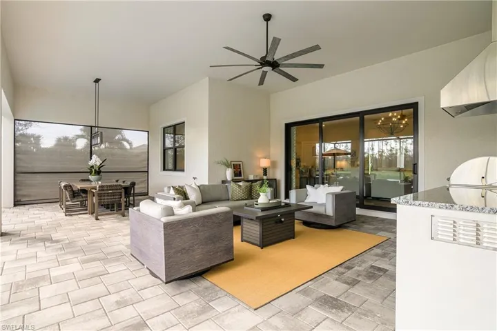 Huge outdoor living space is perfect for indoor/outdoor entertainment, creating a seamless transition.