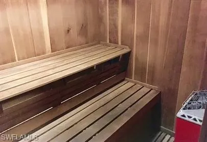 Relaxing sauna / steam room with wood walls