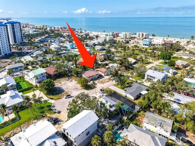 Bird's eye view of a nearby body of water