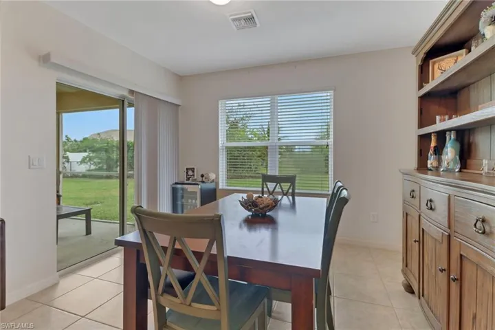 View of tiled dining space