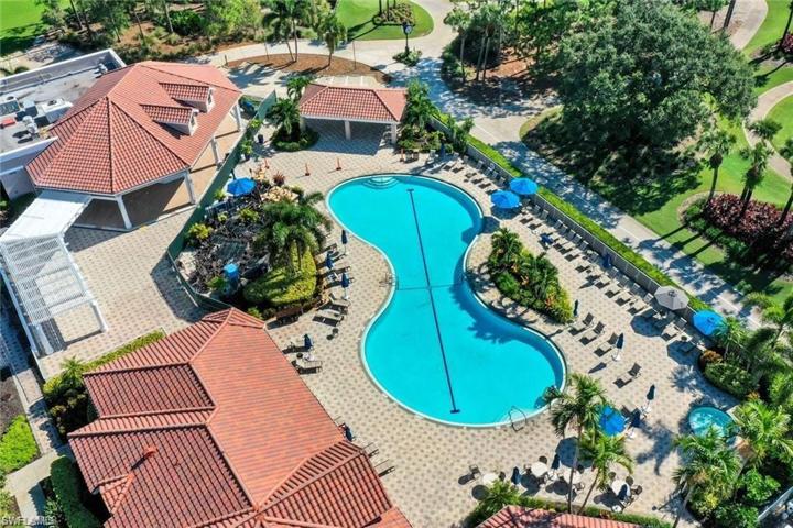 Aerial view of pool and terrace