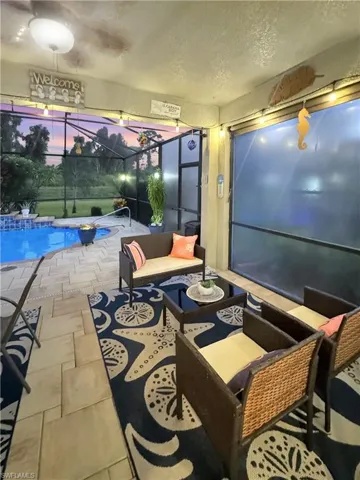 View from sliding glass doors from kitchen