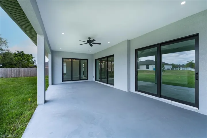 View of patio / terrace featuring a ceiling fan