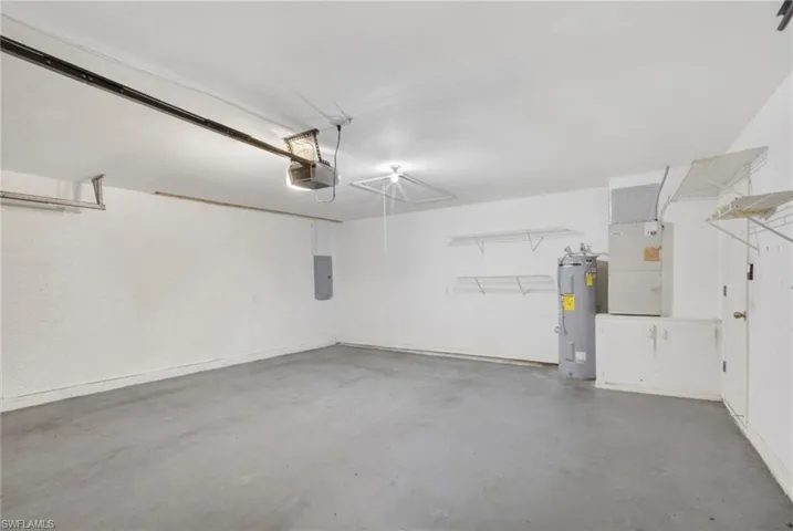 Garage image virtually decluttered for visualization of space