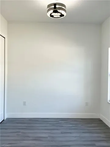 Spare room with dark wood finished floors