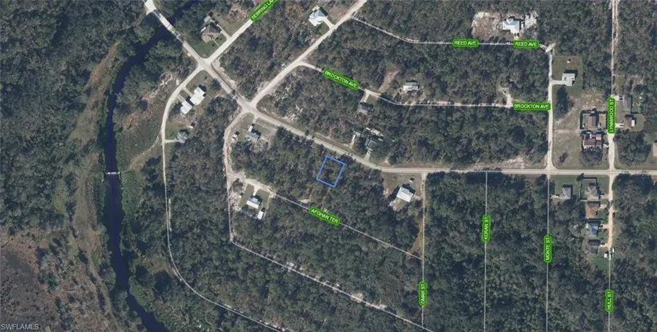 Aerial Map. Outlining the property boundaries and surrounding land features
