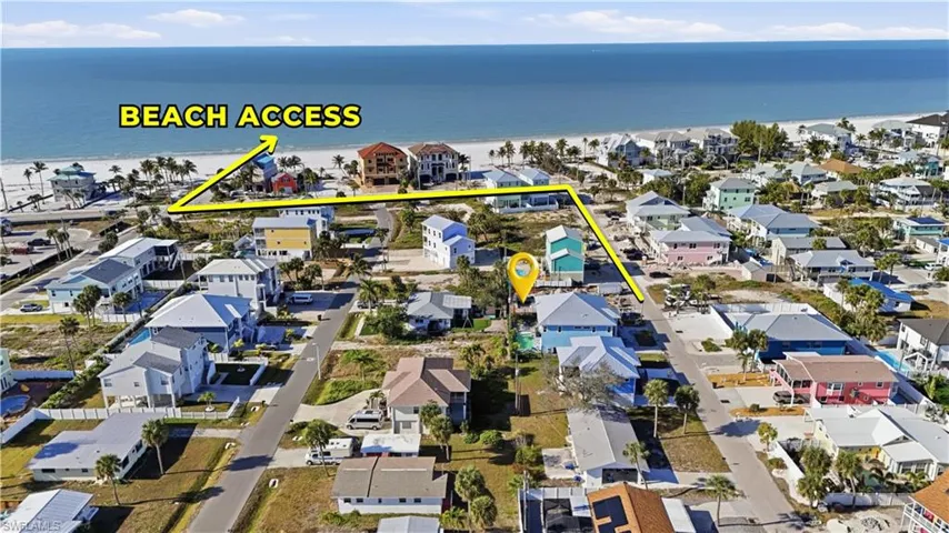Aerial perspective of suburban area featuring unending shoreline - Virtually Edited Image