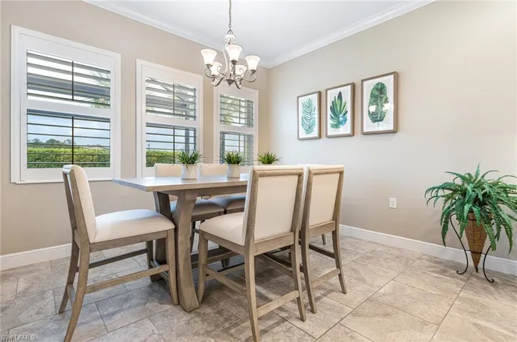 Dining area with plantation shutters