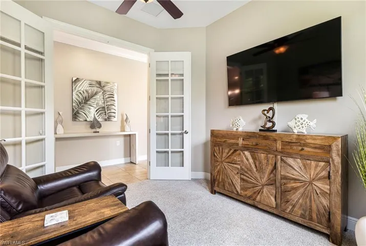Den or office with french doors