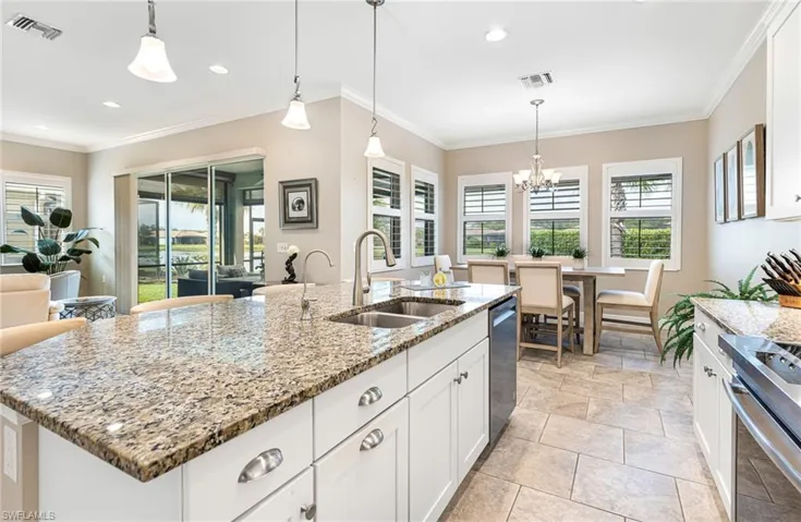 kitchen island with granite counter