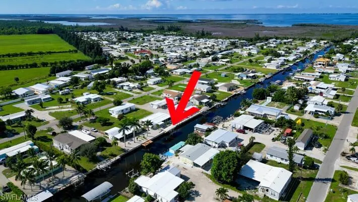 Aerial overview of property's location with Gulf Access.