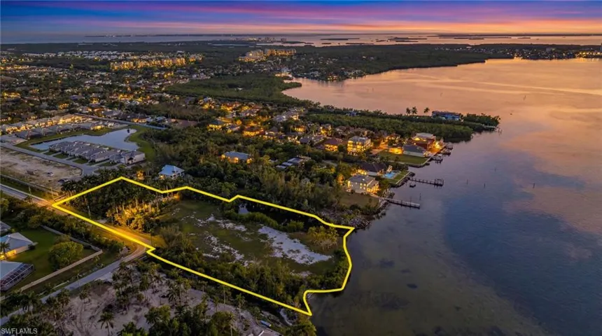 Aerial view of a nearby body of water