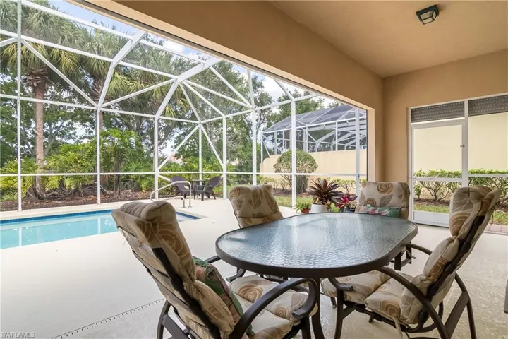View of outside under cover area  for casual poolside dining