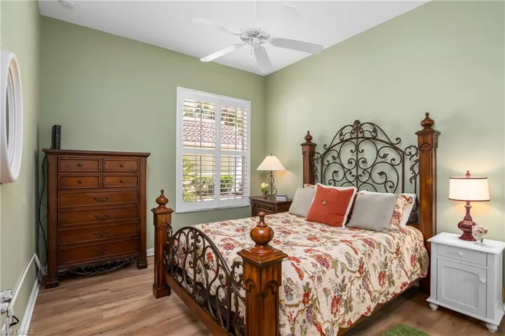 Guest Bedroom #2 with ceiling fan and engineered waterproof flooring