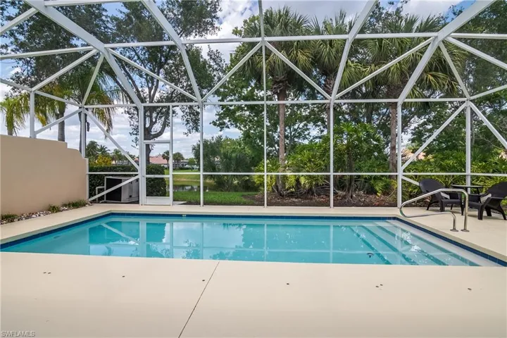 View of pool featuring newly resurfaced pool