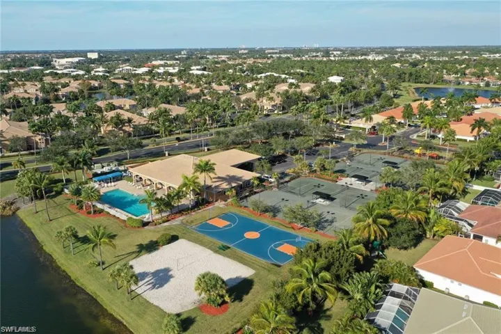 Main clubhouse, pool, tennis courts, basket ball court and beach volley ball court.