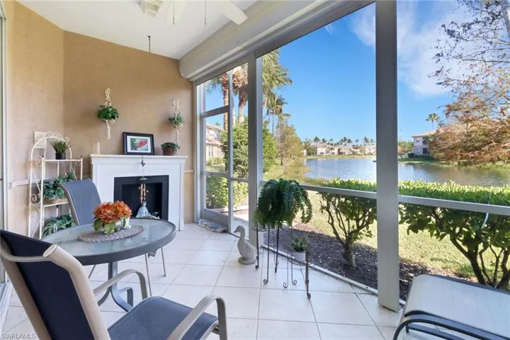 Screened lanai overlooking lake.