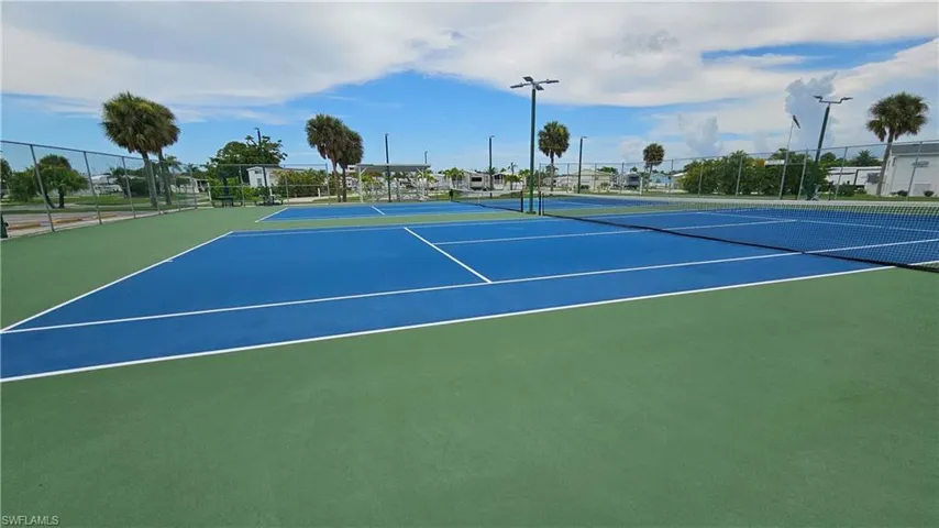 View of tennis courts