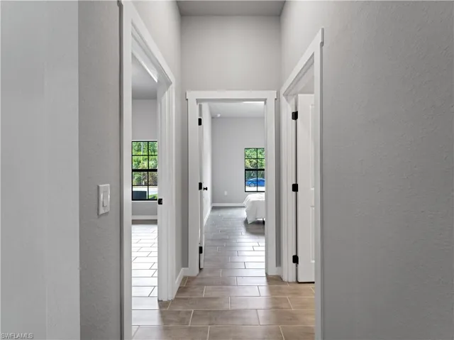 Hall with tile floors