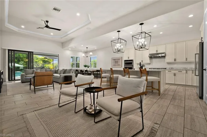 Great room, sound system &  soaring ceilings