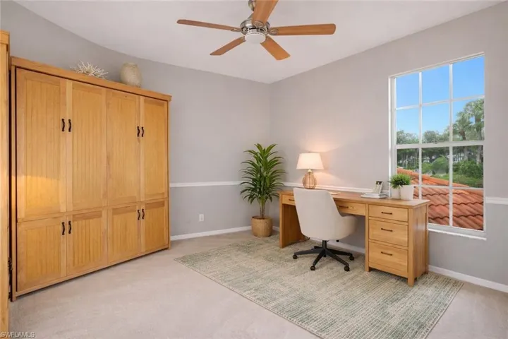 Virtually staged bedroom with built-in murphy bed