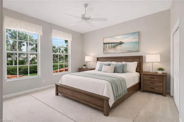 Virtually staged guest bedroom