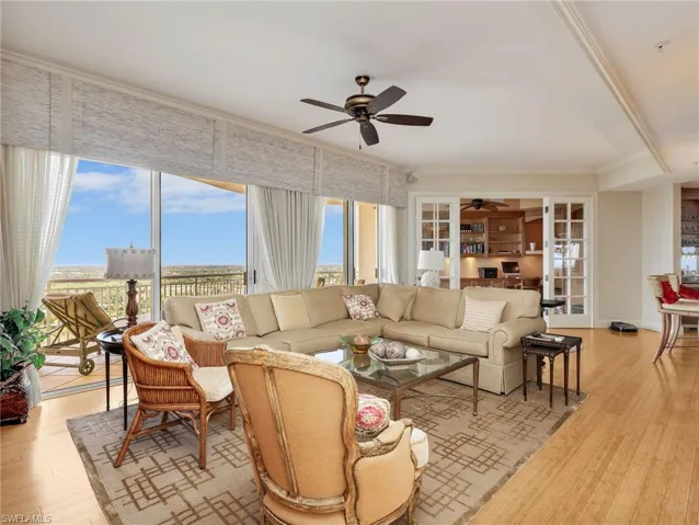 Bright Family/living Room with Balcony Access and gulf views