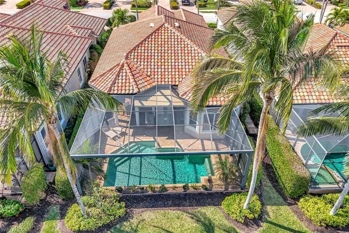 Aerial view of a pool