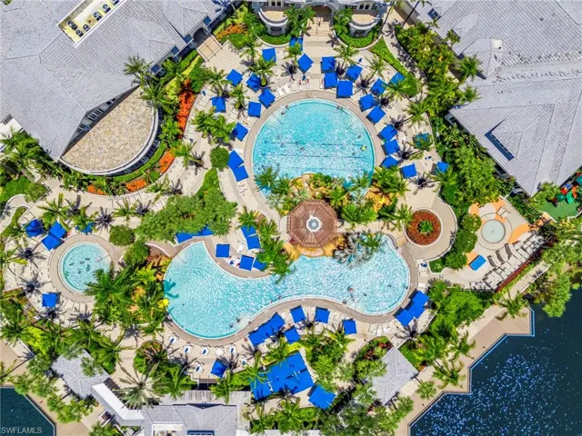 Aerial view of a pool