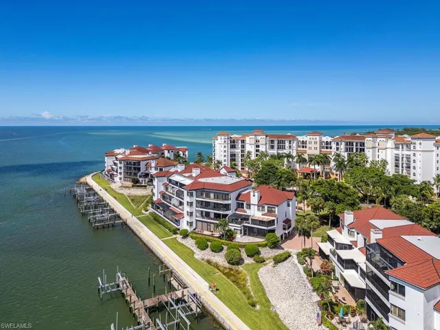 Bird's eye view of a Marco River and Gulf