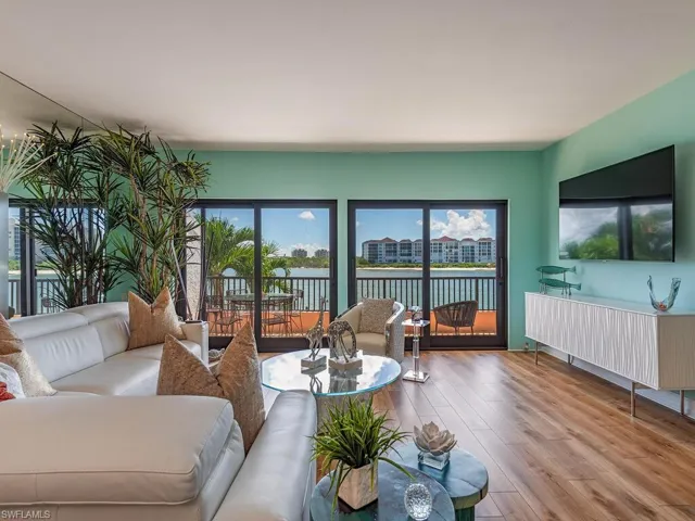 Living area with wood finished floors