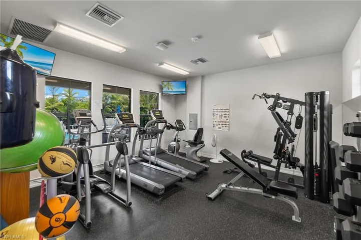Gym featuring visible vents
